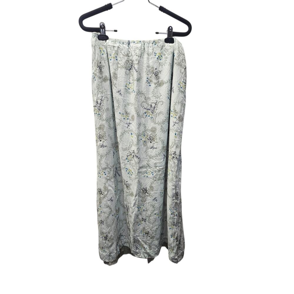 90s Oilily Floral Maxi Skirt Large Blue Bohemian Flutter Skirt Flowers Vintage